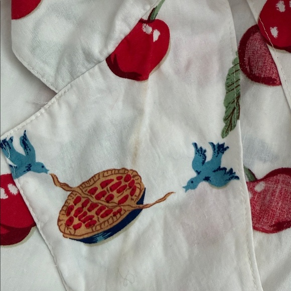 Nick & Nora Pajama Set VTG Vintage Cherry Pie Blue Birds Size Medium 100% Cotton - Picture 6 of 10